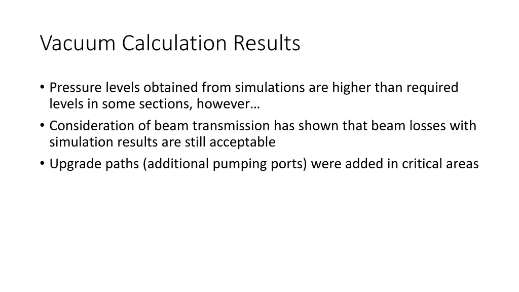 vacuum calculation results