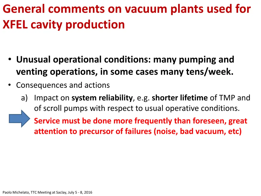 general comments on vacuum plants used for xfel