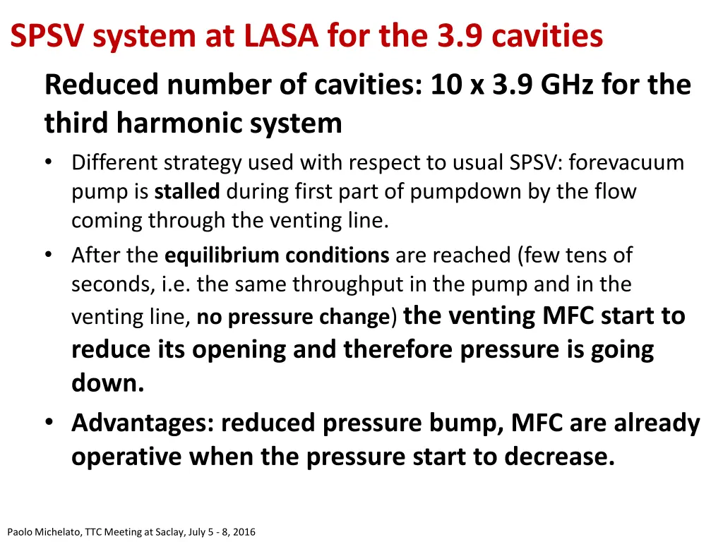 spsv system at lasa for the 3 9 cavities reduced