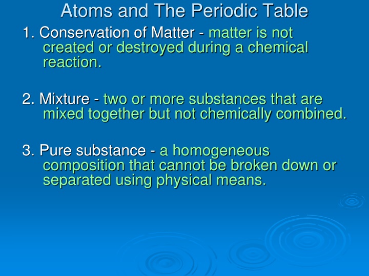 atoms and the periodic table 1 conservation