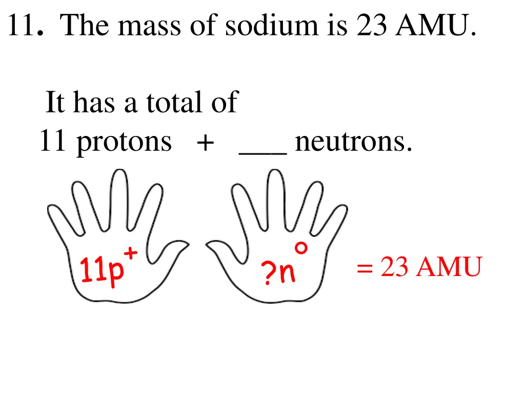 11 the mass of sodium is 23 amu