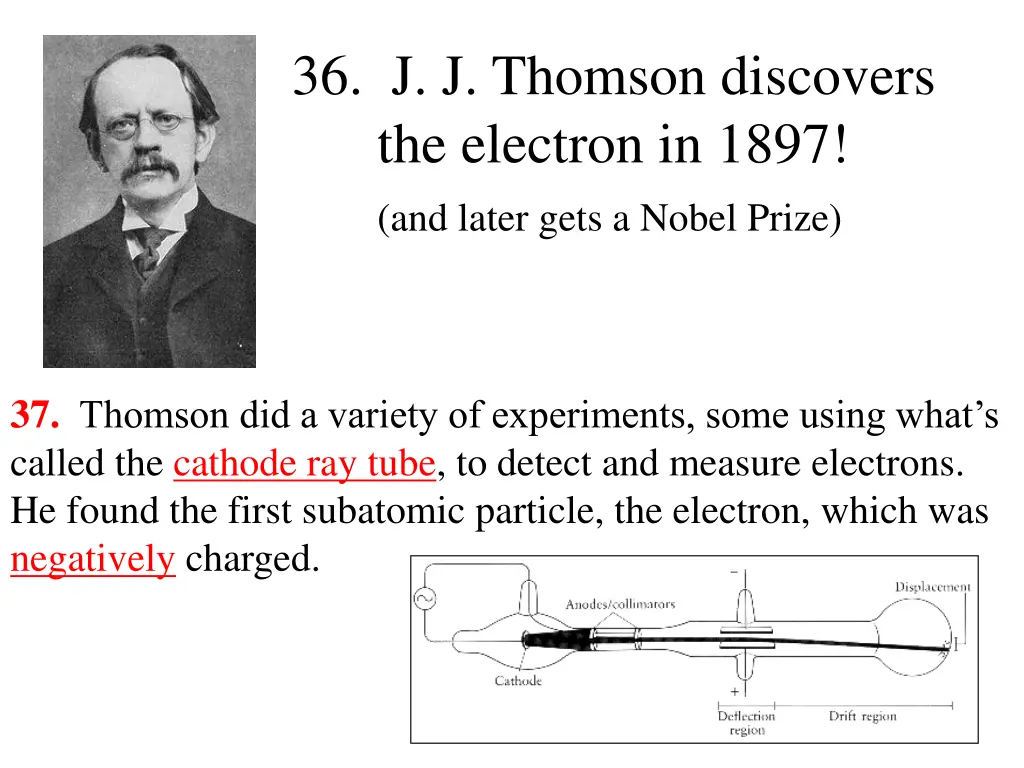 36 j j thomson discovers the electron in 1897