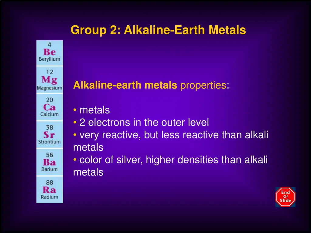 group 2 alkaline earth metals