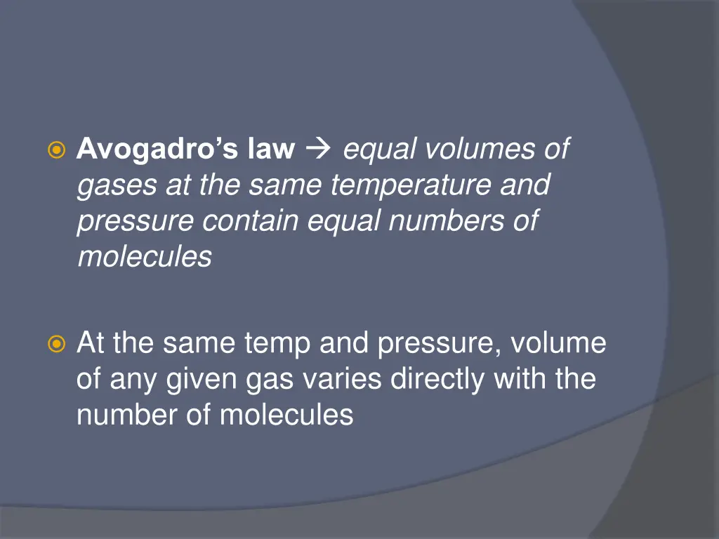 avogadro s law equal volumes of gases at the same