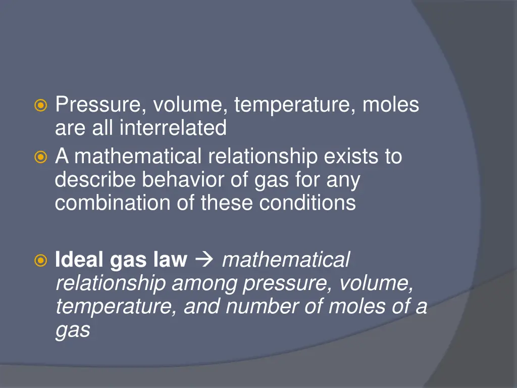 pressure volume temperature moles