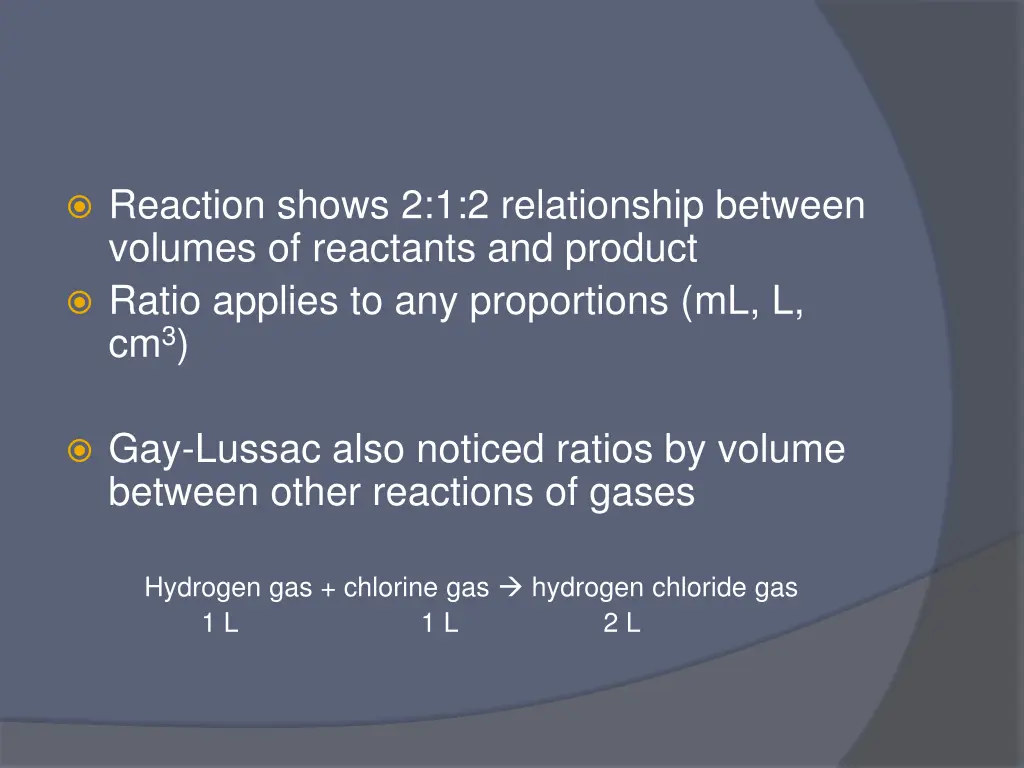 reaction shows 2 1 2 relationship between volumes