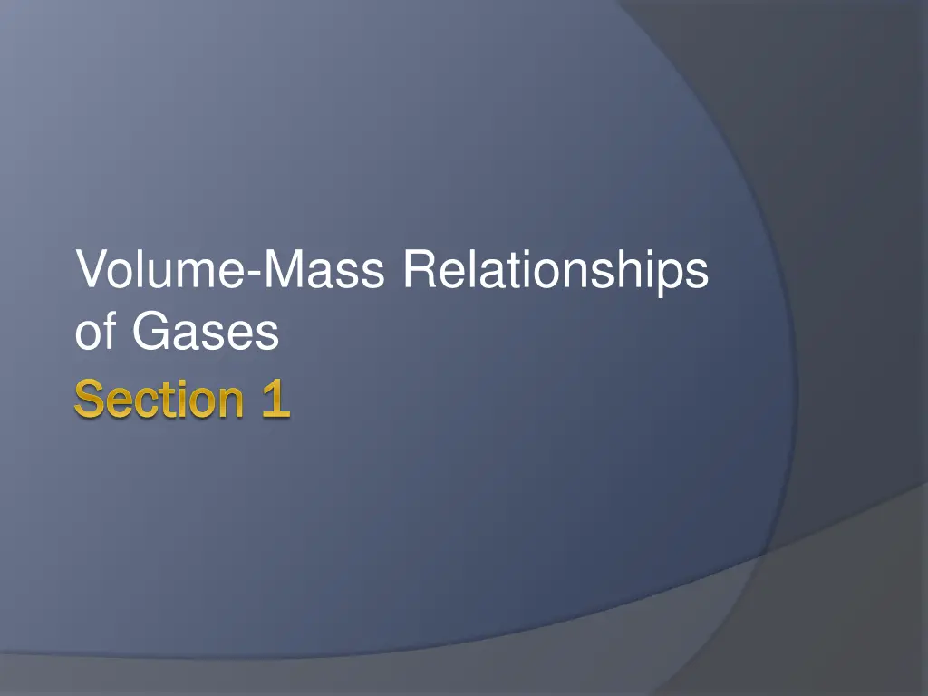 volume mass relationships of gases