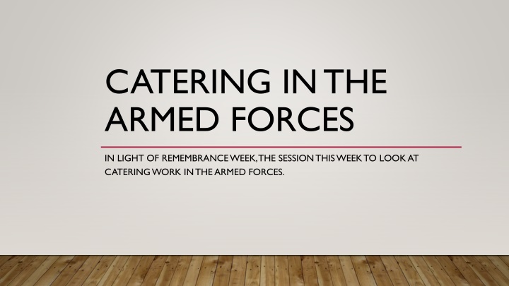 catering in the armed forces