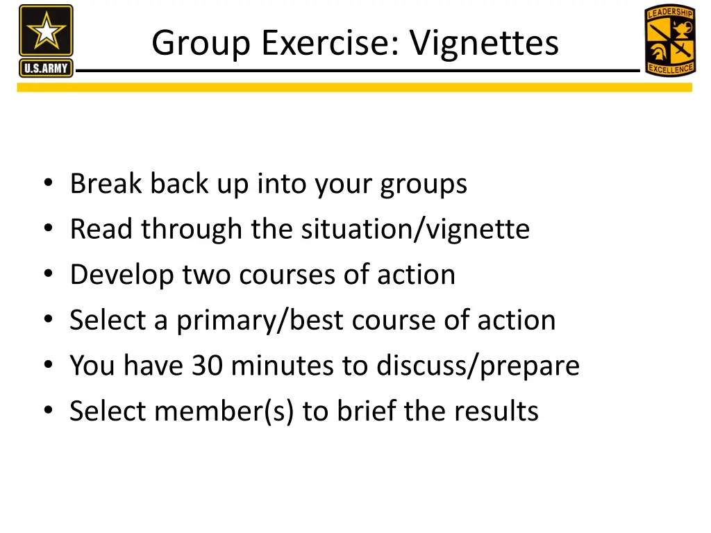 group exercise vignettes