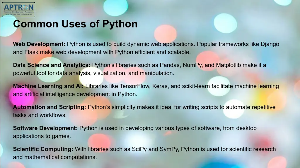 common uses of python