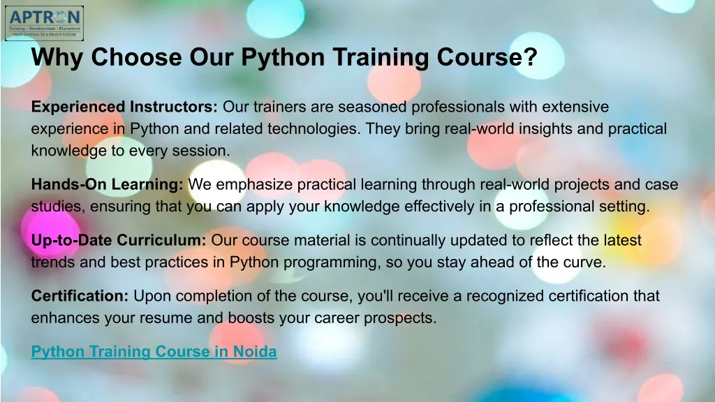 why choose our python training course