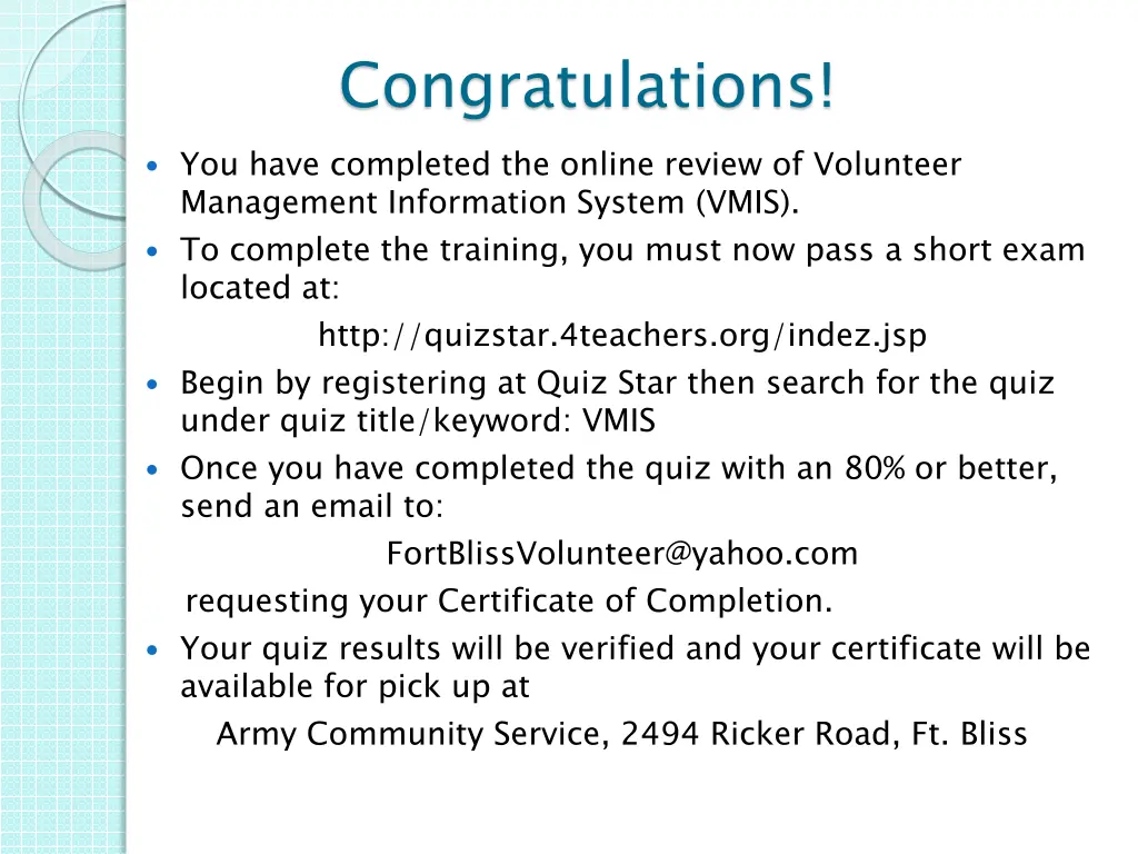 congratulations you have completed the online