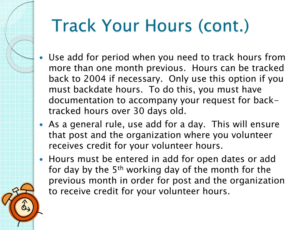 track your hours cont