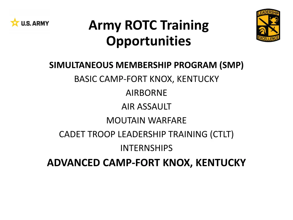 army rotc training opportunities 1