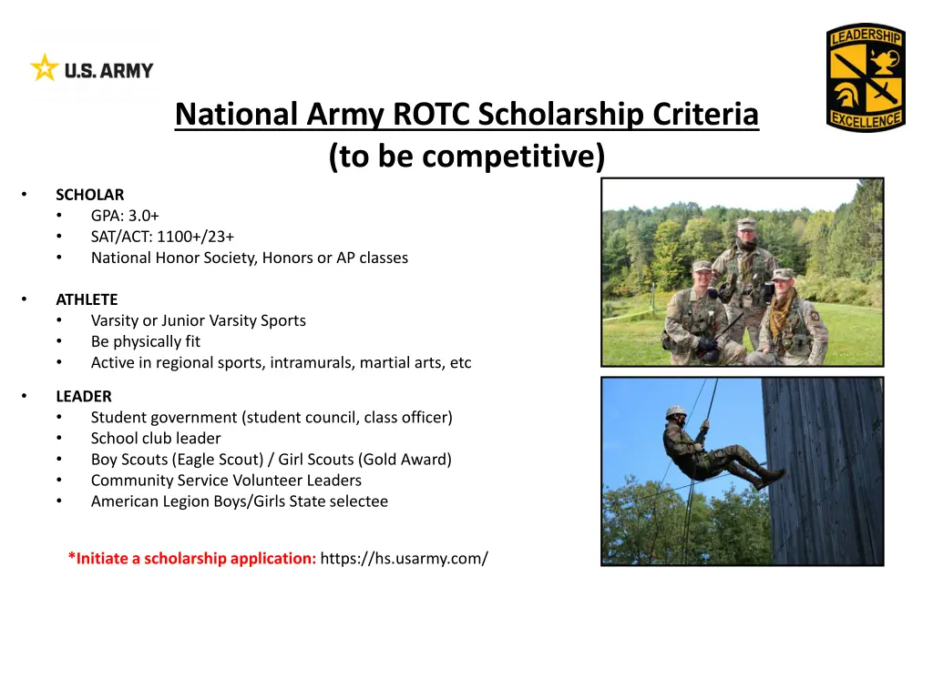 national army rotc scholarship criteria 1