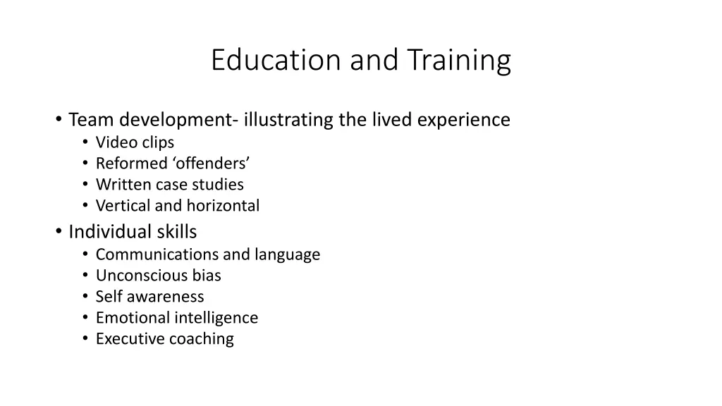 education and training