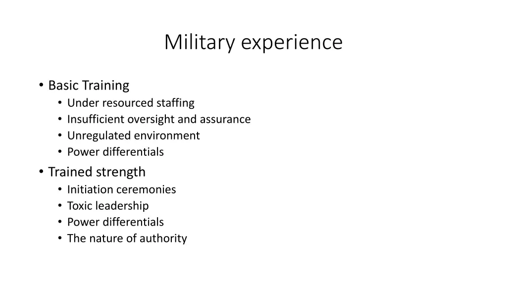 military experience