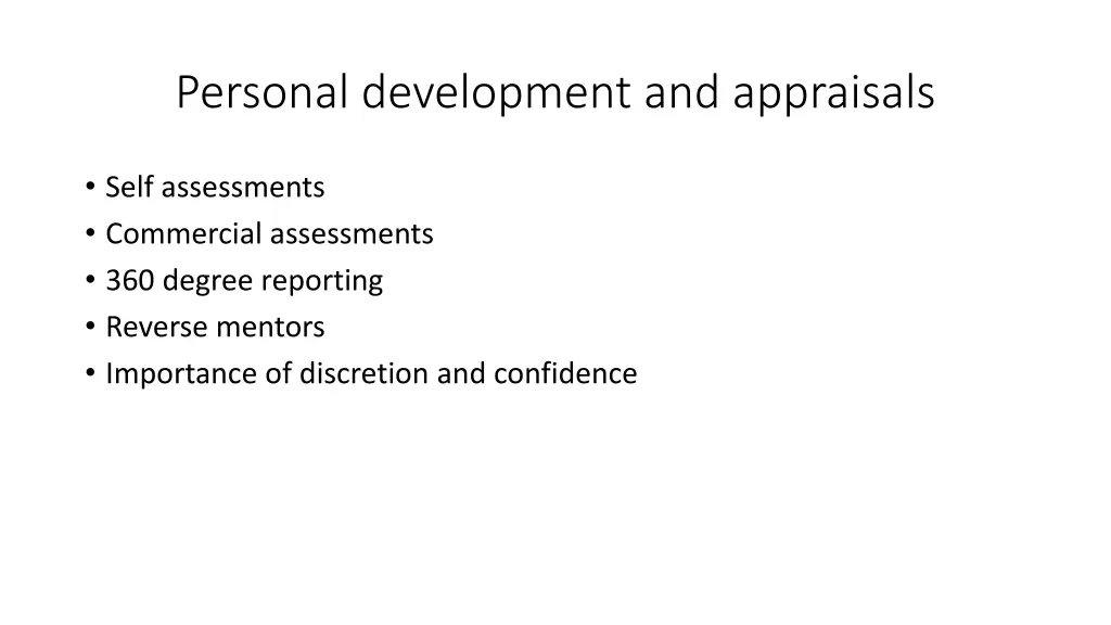 personal development and appraisals