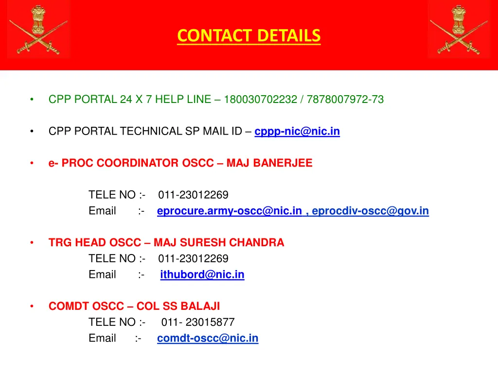 contact details