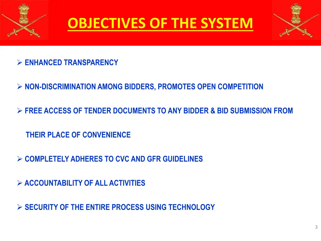 objectives of the system