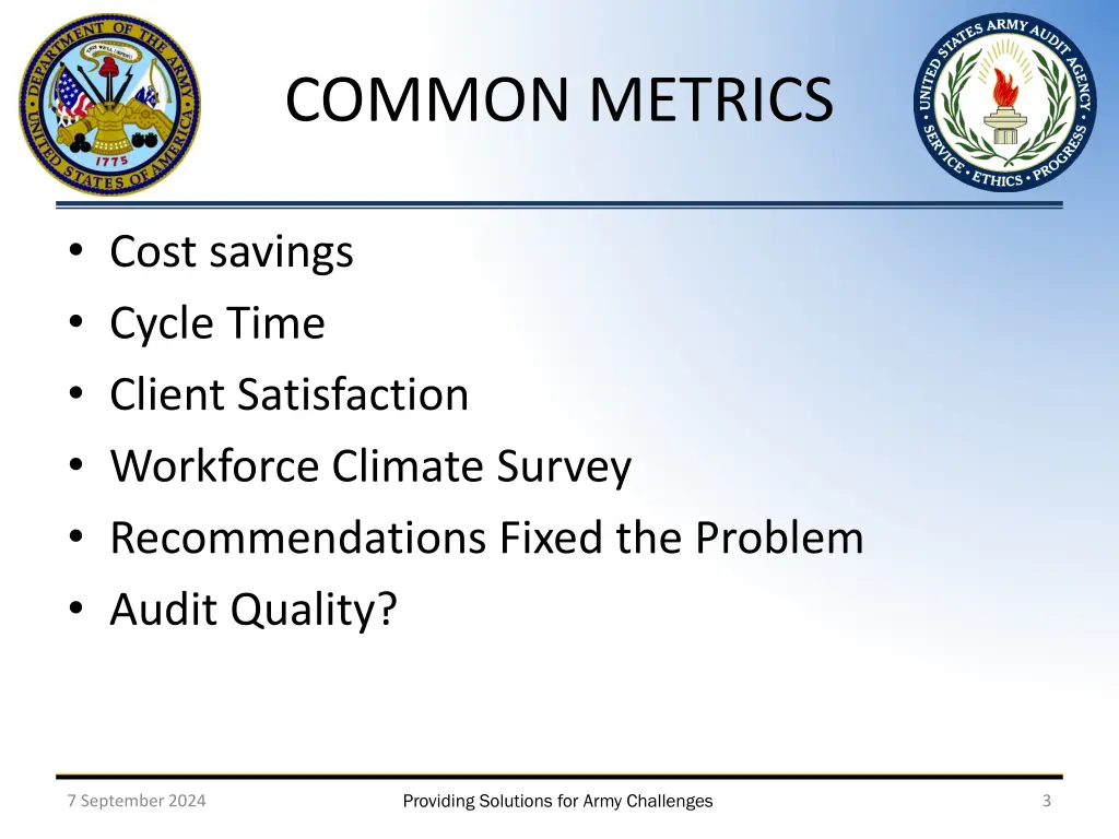 common metrics