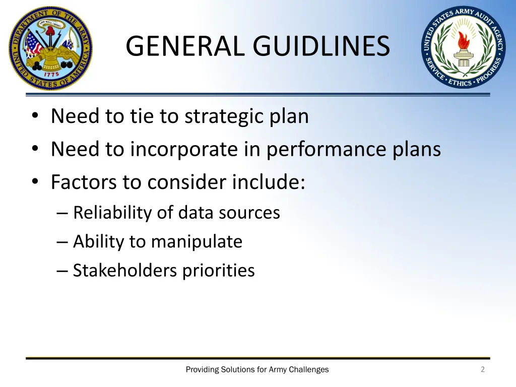 general guidlines