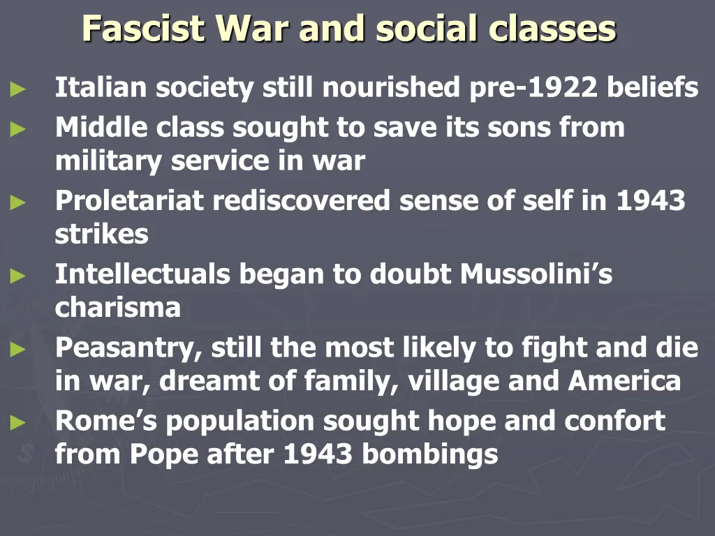 fascist war and social classes