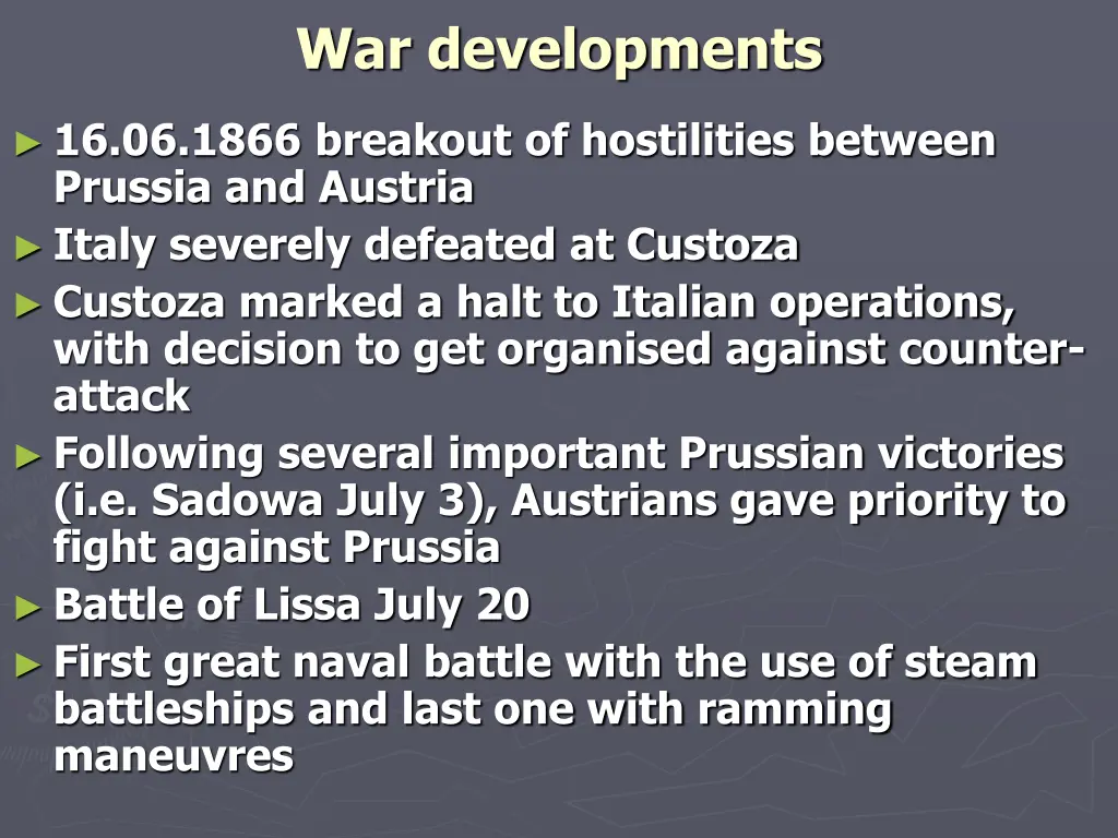 war developments