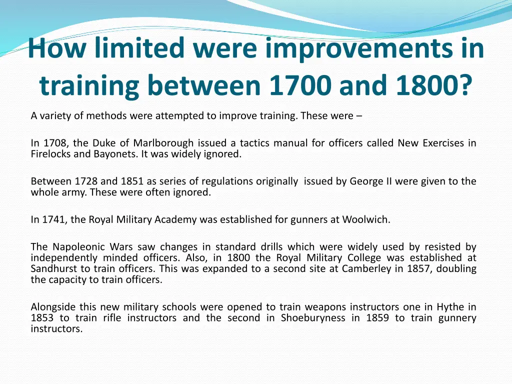 how limited were improvements in training between