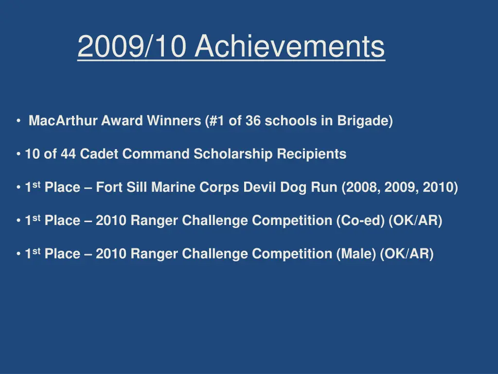 2009 10 achievements