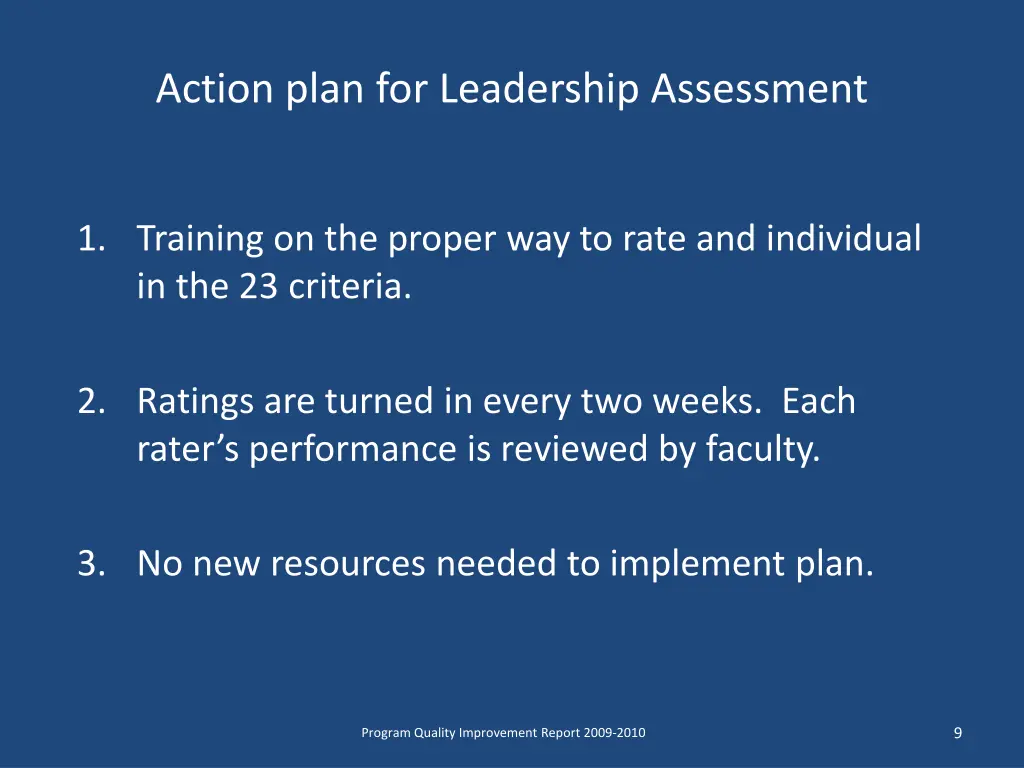 action plan for leadership assessment