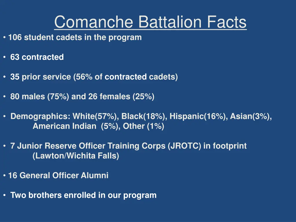 comanche battalion facts 106 student cadets