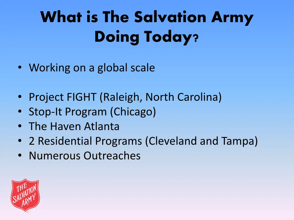 what is the salvation army doing today