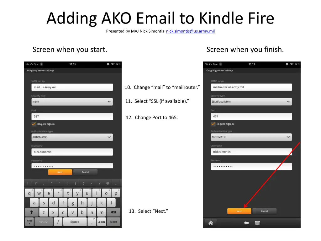 adding ako email to kindle fire presented 3