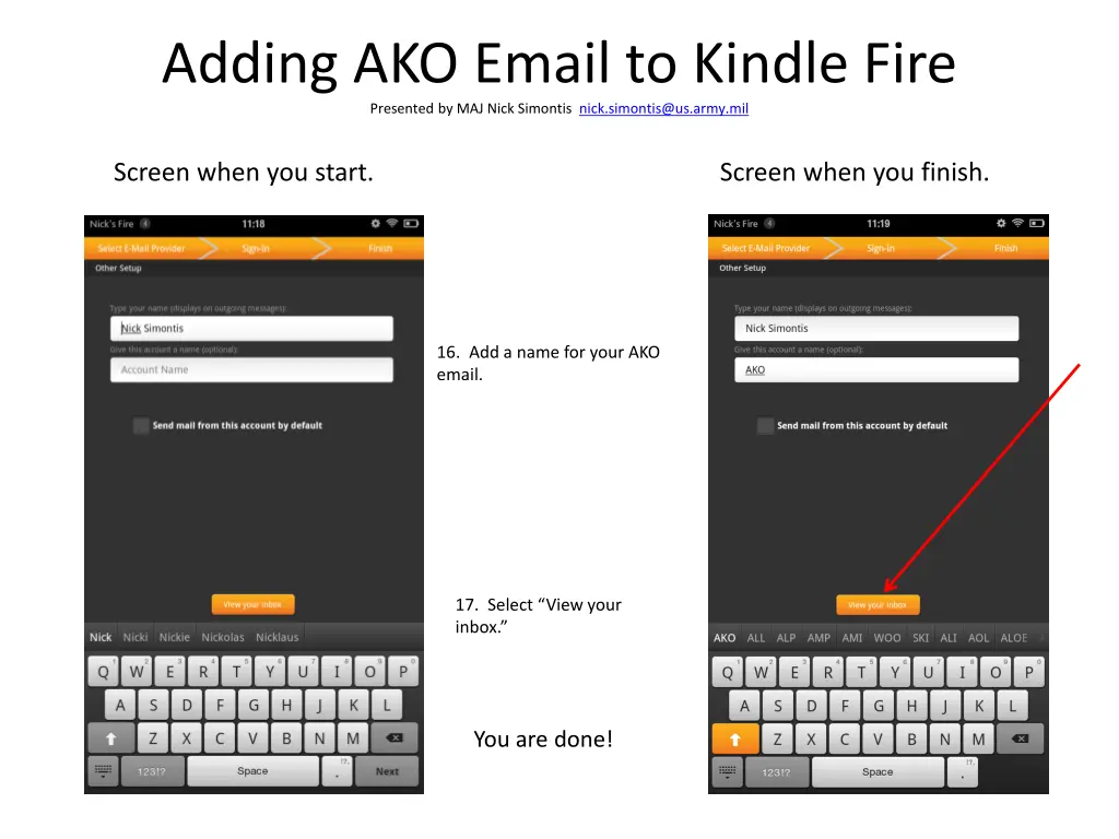 adding ako email to kindle fire presented 5