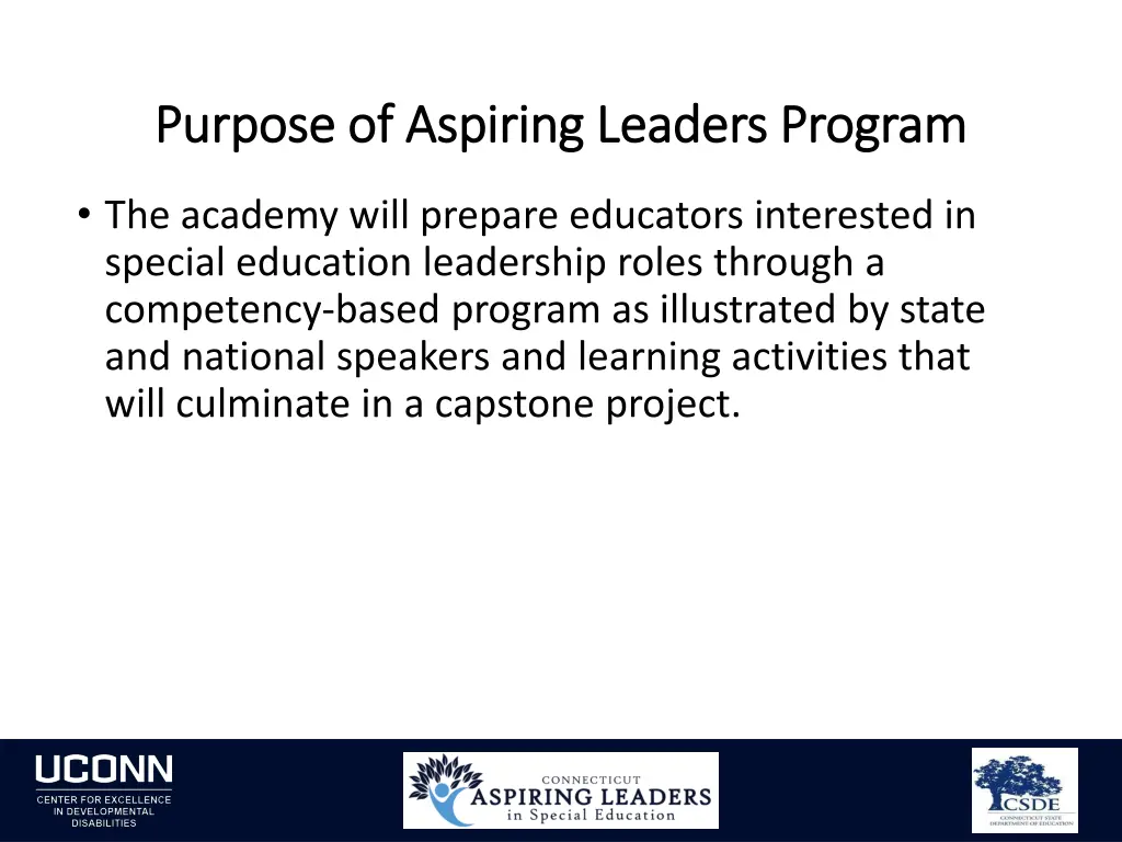 purpose of aspiring leaders program purpose