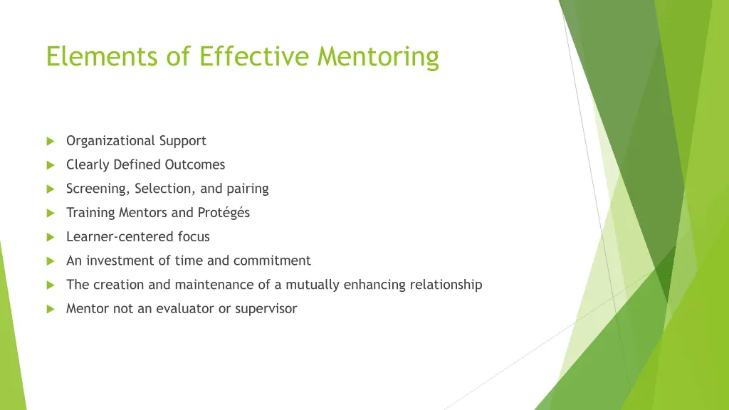 elements of effective mentoring