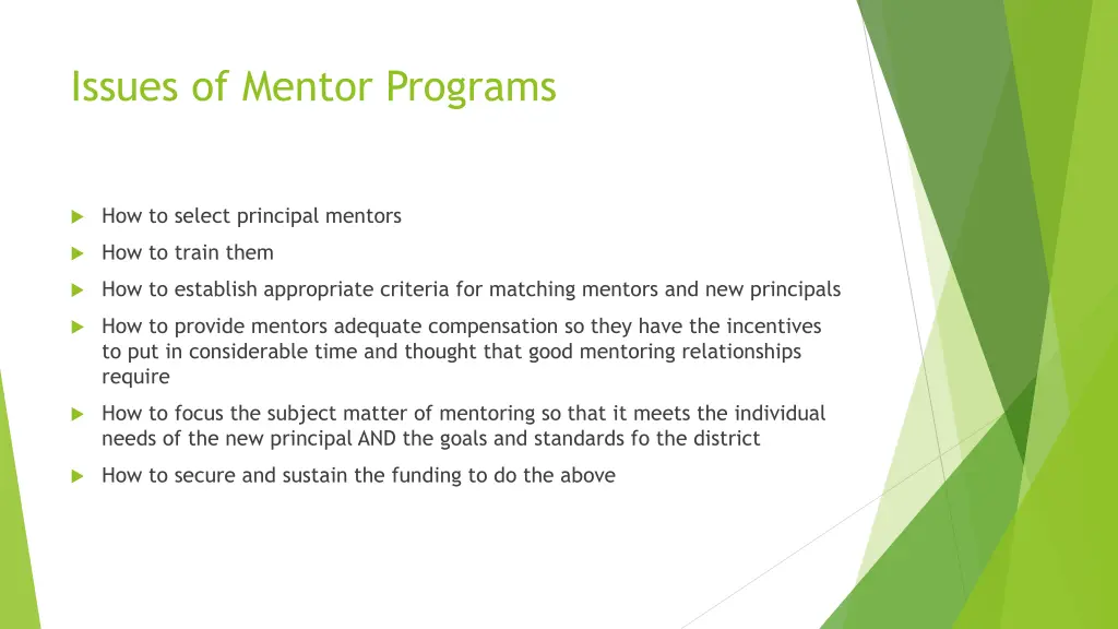 issues of mentor programs