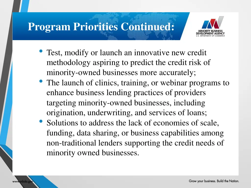 program priorities continued