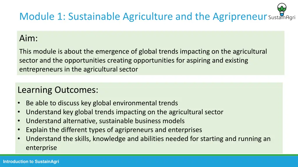 module 1 sustainable agriculture