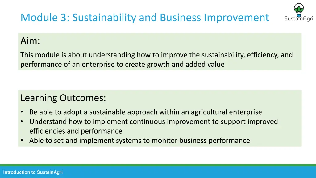 module 3 sustainability and business improvement