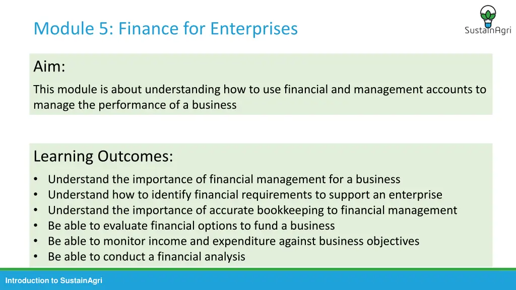 module 5 finance for enterprises