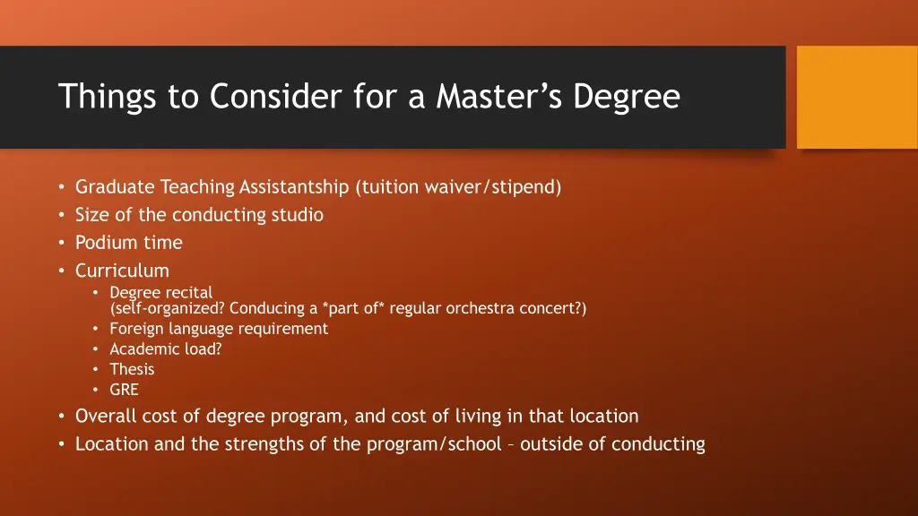 things to consider for a master s degree