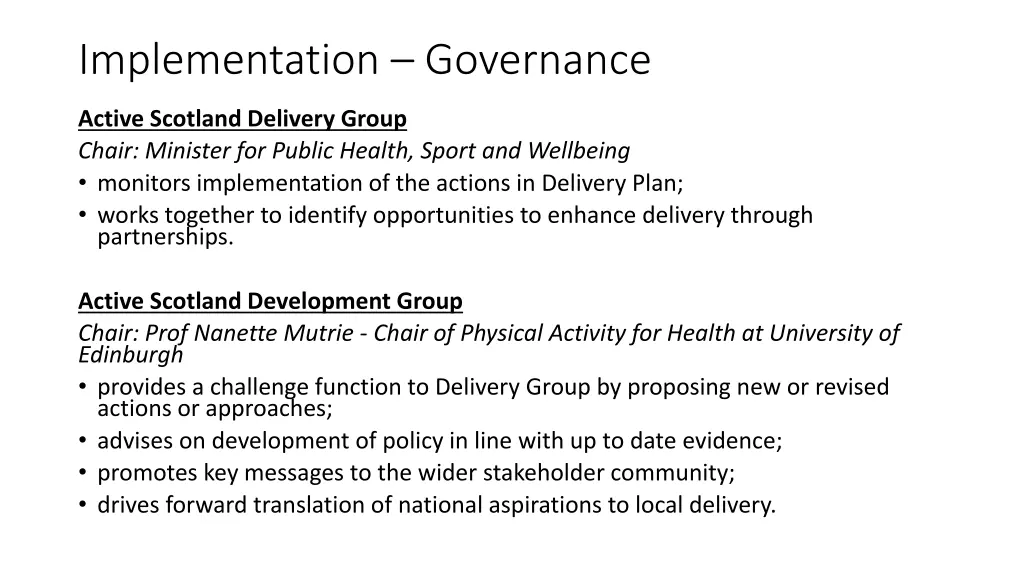 implementation governance