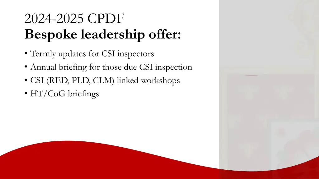 2024 2025 cpdf bespoke leadership offer