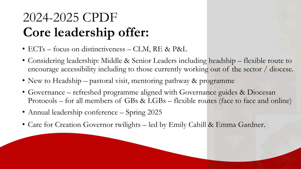 2024 2025 cpdf core leadership offer