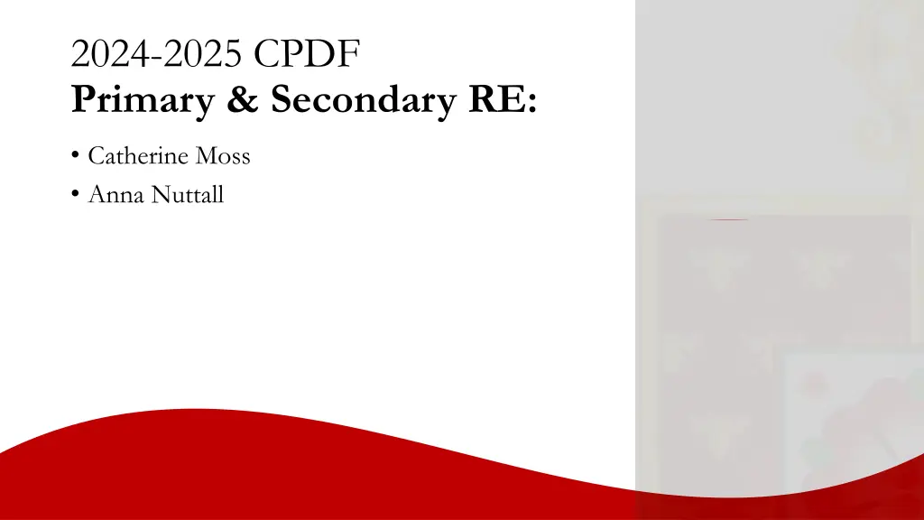 2024 2025 cpdf primary secondary re