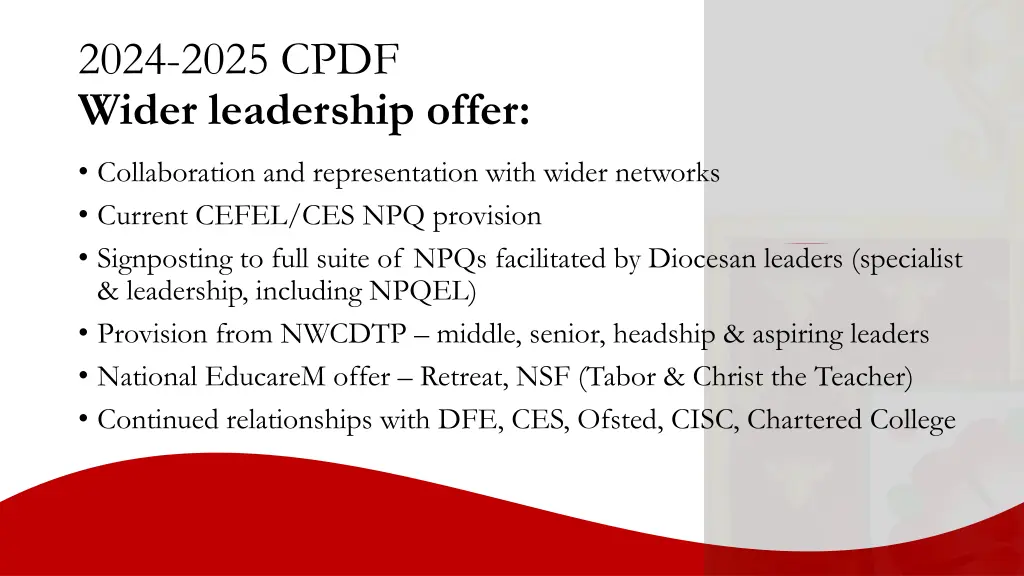 2024 2025 cpdf wider leadership offer