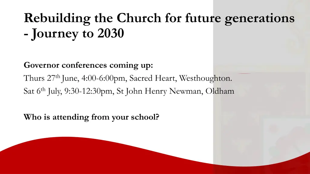 rebuilding the church for future generations