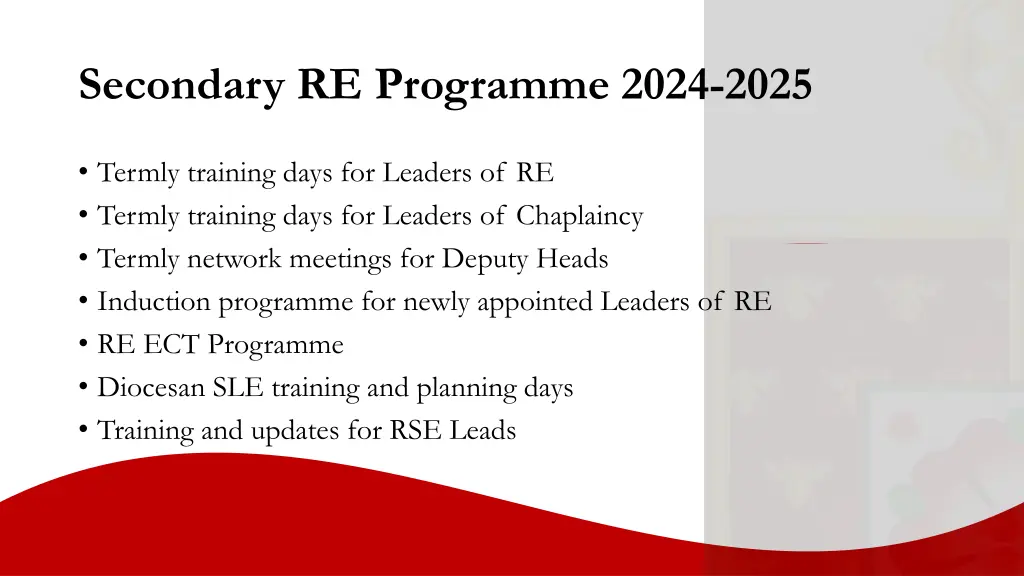 secondary re programme 2024 2025